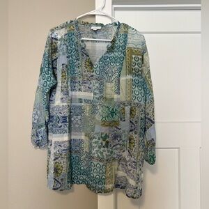 J. Jill Multicolor Patchwork Blouse